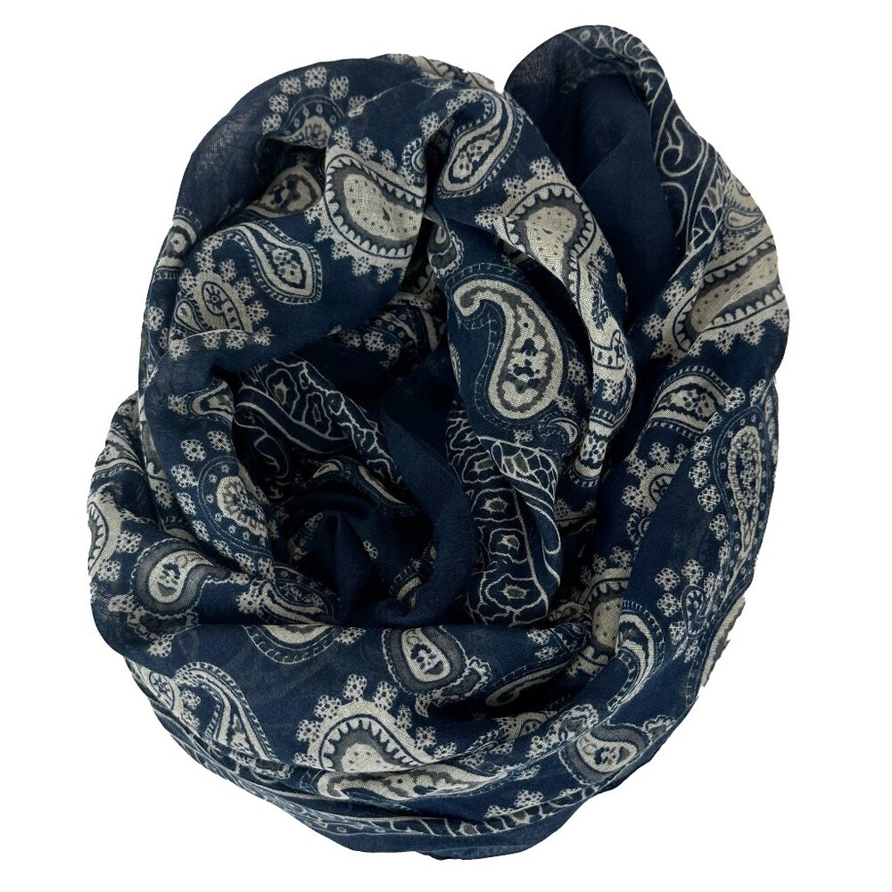 ❣️SOLD❣️ NEW Long Blue and Cream Paisley Scarf